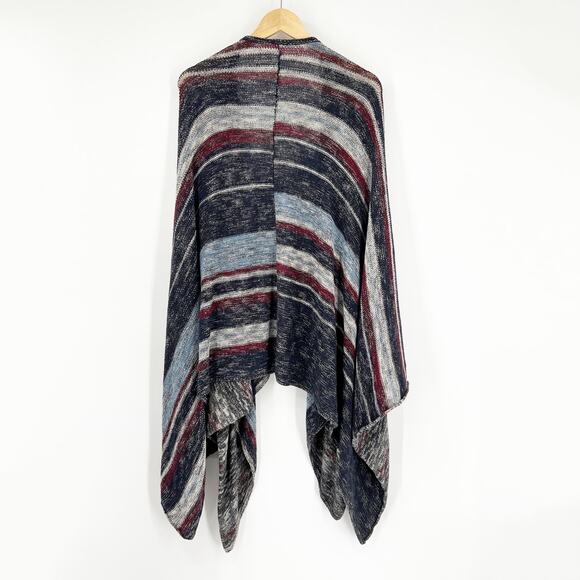 Free People Oversized Striped Poncho Style Boho Open Front Cardigan Size XS - Picture 3 of 5